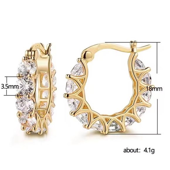 Anthropologie wedding earrings Zircon diamond unique Silver Hoop Earrings - Picture 9 of 9